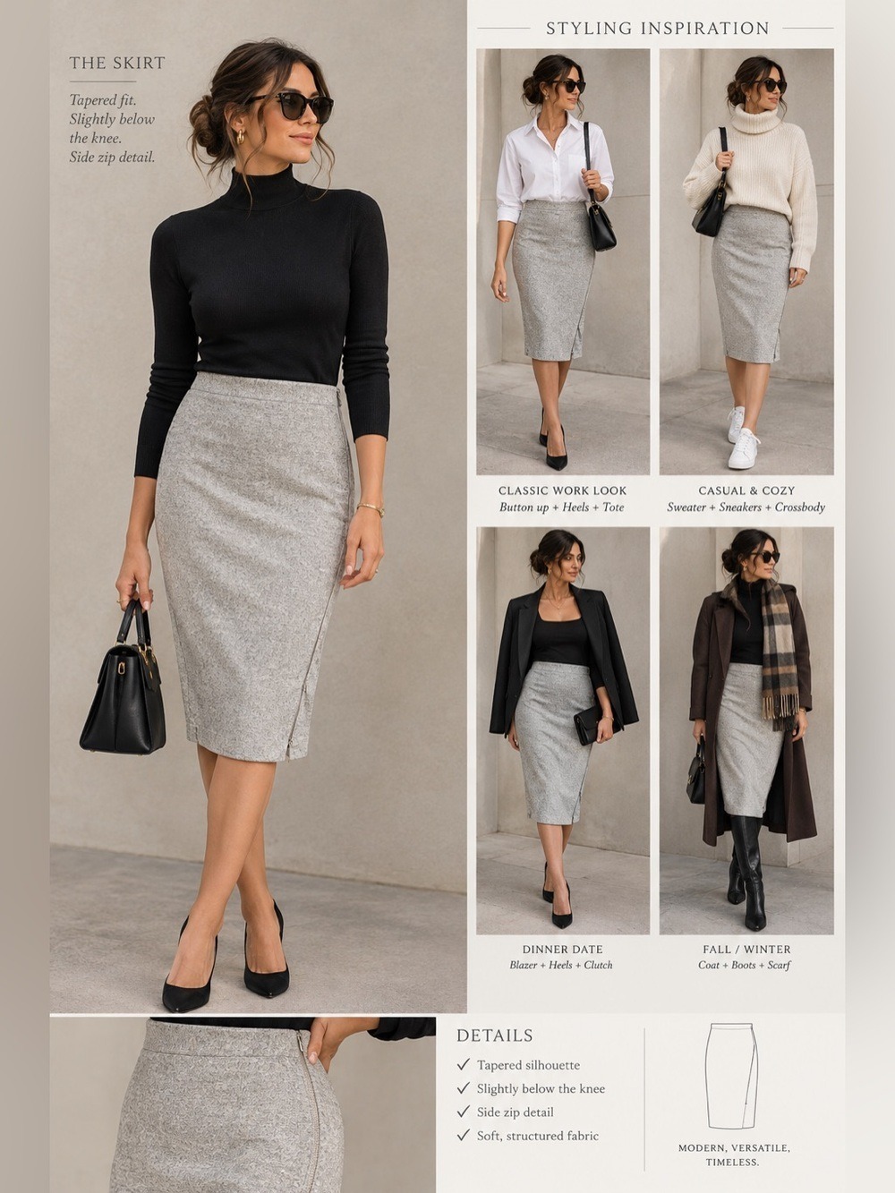 Banana Republic Heather Gray Pencil Skirt with Side Zip